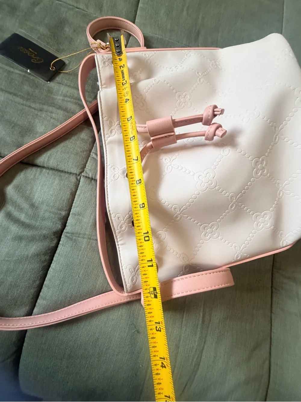 Crossi Newyork Pink Drawstring Buckle Bag NWT